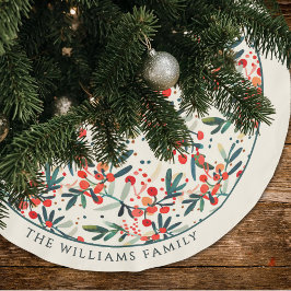 Falda Para El Árbol De Navidad De Poliéster Bayas de Acebo de Navidad Modernas Personalizadas