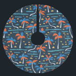 Falda Para El Árbol De Navidad De Poliéster Beach Vibes: Elegancia hawaiana vintage.<br><div class="desc">Playa sin mar Estilo vintage con arena, palmeras y olas. Fondo hawaiano vintage. Diseño de tela de verano. Patrón de playa vintage que recuerda al paraíso hawaiano, perfecto para telas de verano. Los sueños de verano se tejen en vigas de estilo hawaiano vintage. patrón, playa, verano, tropical, hawaii, sin costuras,...</div>