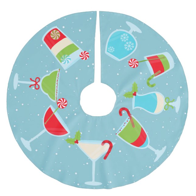 Falda Para El Árbol De Navidad De Poliéster Bebidas de cóctel festivas para Navidad (Anverso)