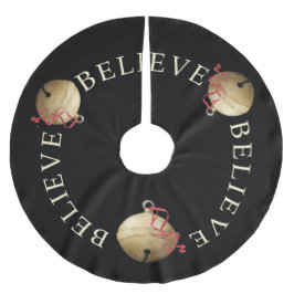 Falda Para El Árbol De Navidad De Poliéster BELIEVE tipografía con Navidades Jingle Bells
