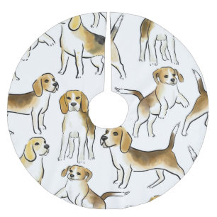 Falda Para El Árbol De Navidad De Poliéster Belleza Beagle: Patrón de perro acuarela
