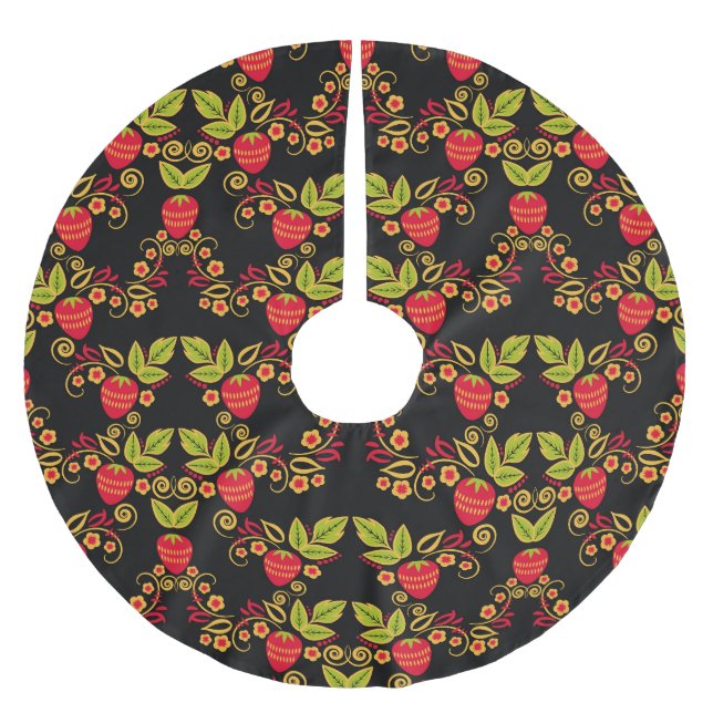 Falda Para El Árbol De Navidad De Poliéster Berries rusas de Khokhloma: Estilo tradicional (Anverso)