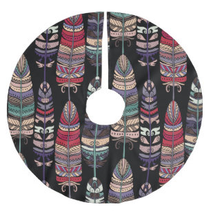 Falda Para El Árbol De Navidad De Poliéster Birds Feathers Tribal Art Seamless