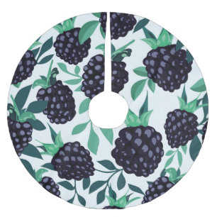 Falda Para El Árbol De Navidad De Poliéster Black Berry Tropical: Patrón sin foco de fruta