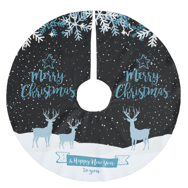 Falda Para El Árbol De Navidad De Poliéster Black Blue Merry Christmas Tree Skirt (Anverso)