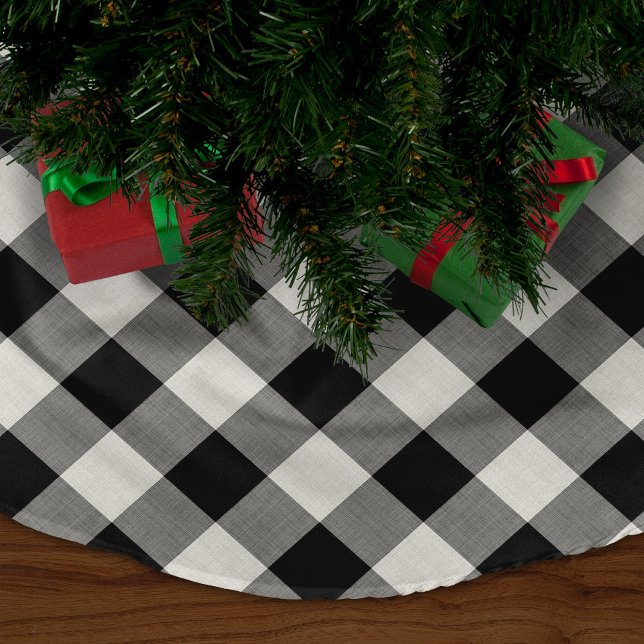 Falda Para El Árbol De Navidad De Poliéster Black Buffalo Check | Vacaciones en granjas (Subido por el creador)