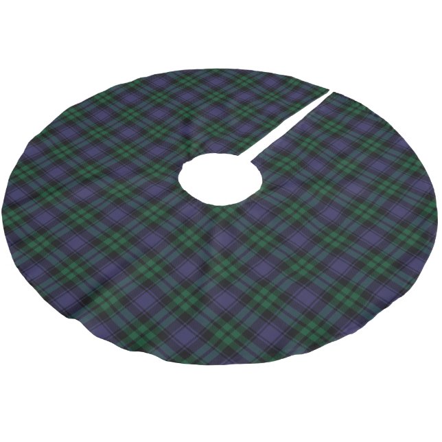 Falda Para El Árbol De Navidad De Poliéster Black Watch Tartan, Plaid (Angular)