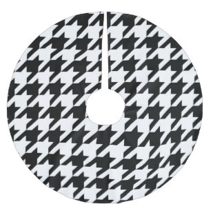 Falda Para El Árbol De Navidad De Poliéster Black White Classic Houndstap Check