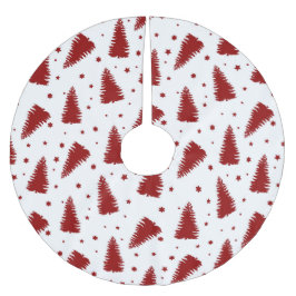 FALDA PARA EL ÁRBOL DE NAVIDAD DE POLIÉSTER BLANCO CON NAVIDAD ROJA