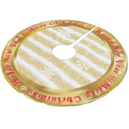 Falda Para El Árbol De Navidad De Poliéster Blanco Purpurina del oro del copo de nieve popular