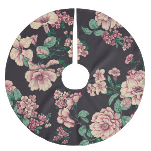 Falda Para El Árbol De Navidad De Poliéster Blooms digitales: diseño de flores acuáticas