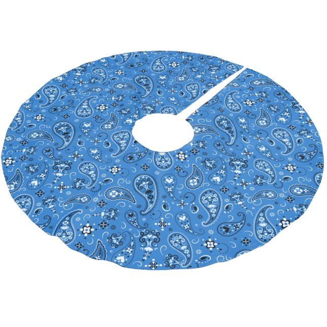 Falda Para El Árbol De Navidad De Poliéster Blue Bandana Paisley (Angular)