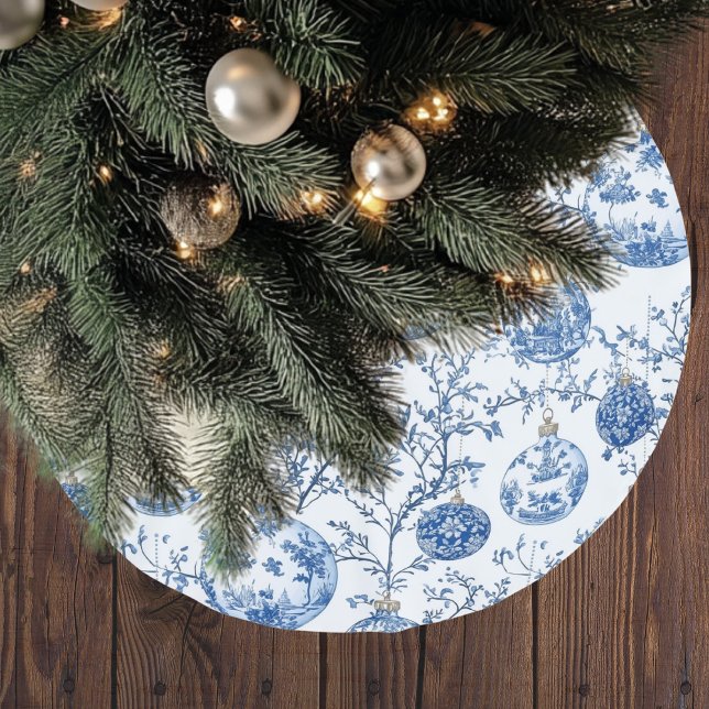 Falda Para El Árbol De Navidad De Poliéster Blue Chinoiserie Christmas (Subido por el creador)