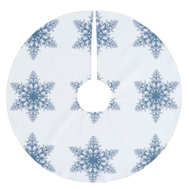 Falda Para El Árbol De Navidad De Poliéster Blue Snowflakes Christmas Tree Skirt (Anverso)