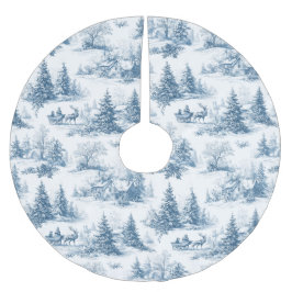 Falda Para El Árbol De Navidad De Poliéster Blue Toile Christmas Pattern 