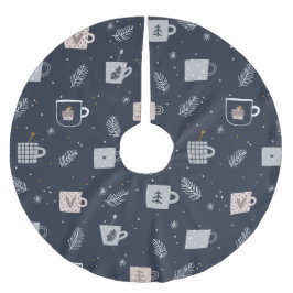 Falda Para El Árbol De Navidad De Poliéster Blue white Hygee tea cups café tazas festividad