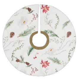 Falda Para El Árbol De Navidad De Poliéster Boho Elegantes Navidades Verdor Poinsettia Rústica