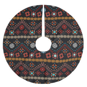 Falda Para El Árbol De Navidad De Poliéster Boho étnico: Colorida Tribal Seamless.