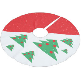 Falda Para El Árbol De Navidad De Poliéster Bolas de árbol de navidad verde rojo simple y mode