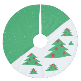 Falda Para El Árbol De Navidad De Poliéster Bolas rojas de árbol de Navidad verde simple y mod