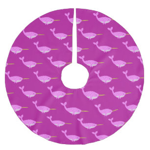 Falda Para El Árbol De Navidad De Poliéster Bonito Niña Rosa Narwher Primera Navidad