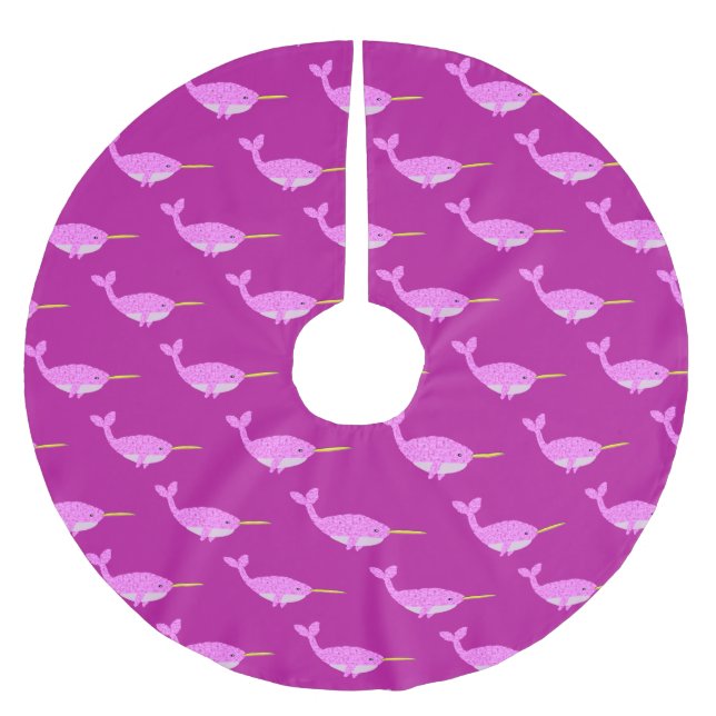 Falda Para El Árbol De Navidad De Poliéster Bonito Niña Rosa Narwher Primera Navidad (Anverso)