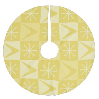 Falda Para El Árbol De Navidad De Poliéster Boomerangs en la era atómica amarillo