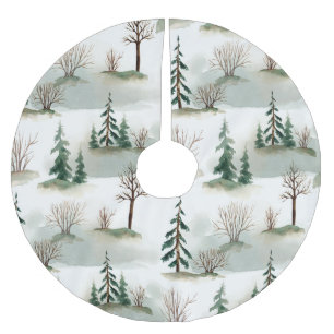 Falda Para El Árbol De Navidad De Poliéster Bosque de Invierno: desenfoque verde de mano