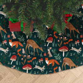 Falda Para El Árbol De Navidad De Poliéster Bosque de Navidades verdes de animales de la huert