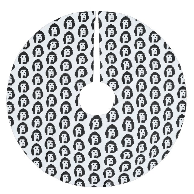 Falda Para El Árbol De Navidad De Poliéster botón de clave criptotroncal blanca negra #1 (Anverso)