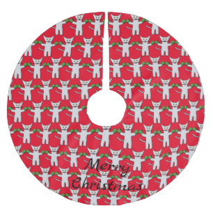 Falda Para El Árbol De Navidad De Poliéster Boxeo de gatitos con Mittens_Cove