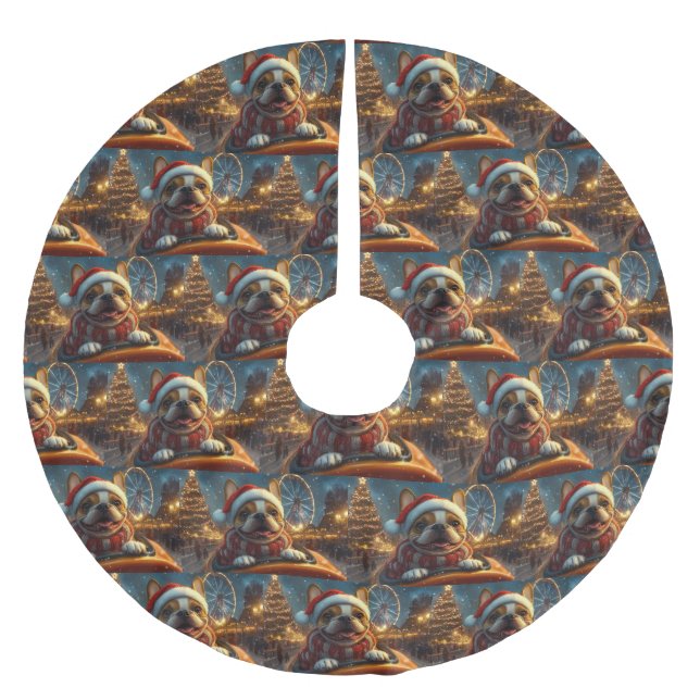 Falda Para El Árbol De Navidad De Poliéster Boxer Dog Roller Coaster Navidades (Anverso)