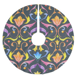 Falda Para El Árbol De Navidad De Poliéster Brillo barroco: Encanto Vintage colorido.