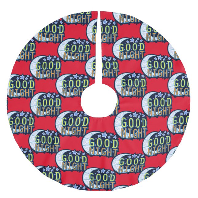 Falda Para El Árbol De Navidad De Poliéster Buenas noches Crescent Moon Thunder_Cove (Anverso)