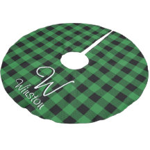 Búfalo Check Green Plaid Monograma cepillado Polie