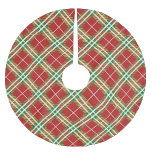 Falda Para El Árbol De Navidad De Poliéster Búfalo de cuadros rojos verdes y blancos Navidad v