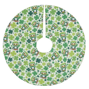 Falda Para El Árbol De Navidad De Poliéster Búho Bebé Lindo Dibujo Animado de San Patricio