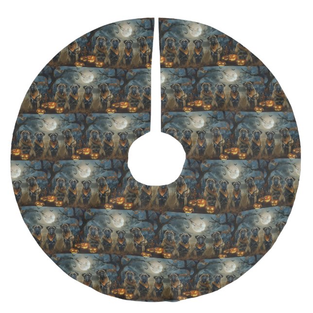 Falda Para El Árbol De Navidad De Poliéster Bullmastiff Halloween Spooky (Anverso)