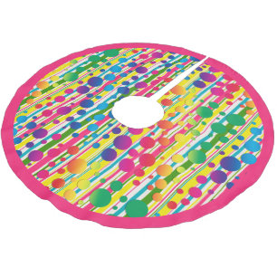 Falda Para El Árbol De Navidad De Poliéster [Burbujas Beatnicas] Punto Polka Retro Tirado Rosa