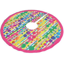 Falda Para El Árbol De Navidad De Poliéster [Burbujas Beatnik] Punto Polka Retro Tirado Rosa