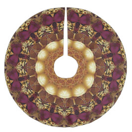 Falda Para El Árbol De Navidad De Poliéster Burgundy Gold Flowt Holiday Tree Skirt