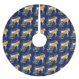 Falda Para El Árbol De Navidad De Poliéster Caballo De Oro Con Acentos En Los Saludos De Las E