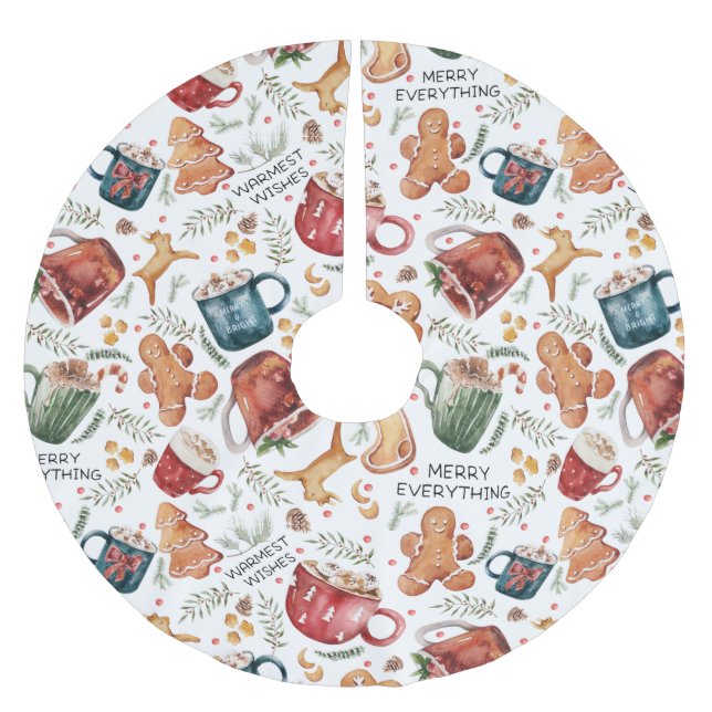 Falda Para El Árbol De Navidad De Poliéster Cacao Caliente Gingerbread Cookies Navidades Rústi (Anverso)