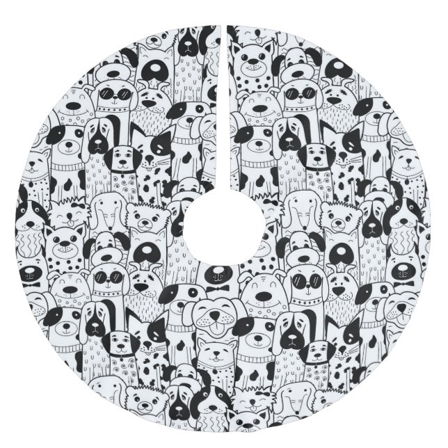 Falda Para El Árbol De Navidad De Poliéster Cachorros (Anverso)