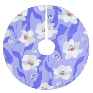 Falda Para El Árbol De Navidad De Poliéster Cachorros blancos: Púrpura sin piel