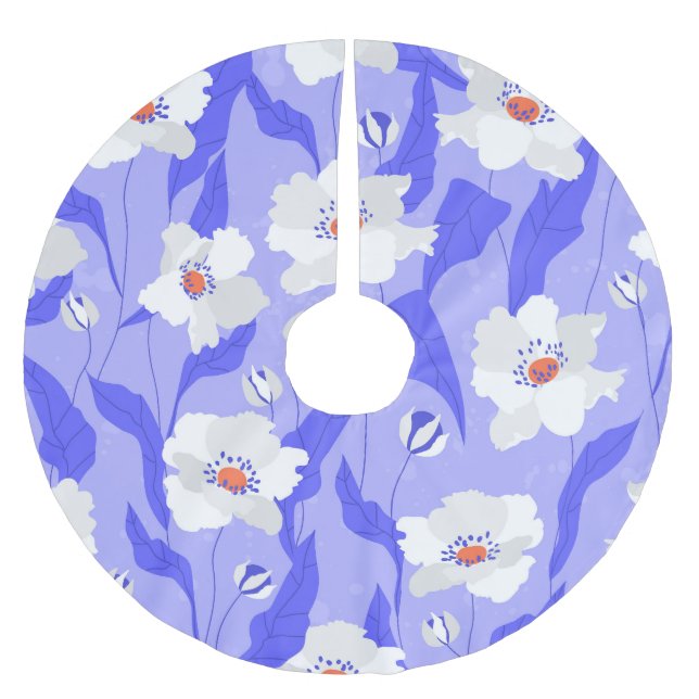 Falda Para El Árbol De Navidad De Poliéster Cachorros blancos: Púrpura sin piel (Anverso)