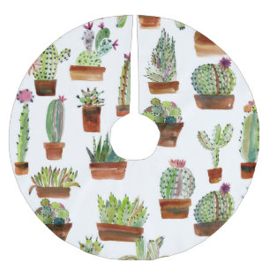 Falda Para El Árbol De Navidad De Poliéster Cacti Charm: Textura De Agua Suculenta.