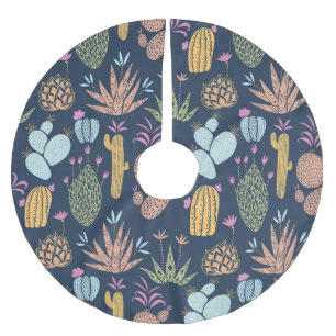 Falda Para El Árbol De Navidad De Poliéster Cactus Charm: Floral Vintage colorida