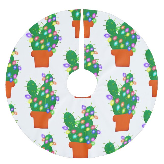 Falda Para El Árbol De Navidad De Poliéster cactus christmas (Anverso)
