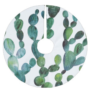Falda Para El Árbol De Navidad De Poliéster Cactus Craze: Tendencia de las acuarelas tropicale